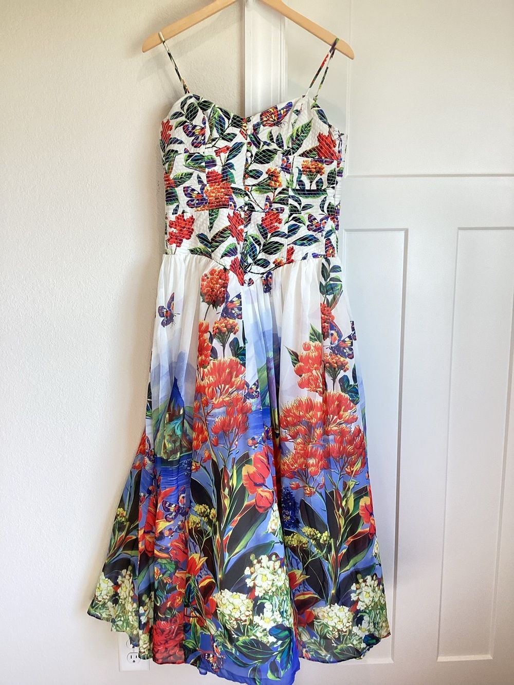 ✨Anthropologie Muse Basque Waist Midi Dress Sleeveless Sweetheart New Large - Picture 5 of 14